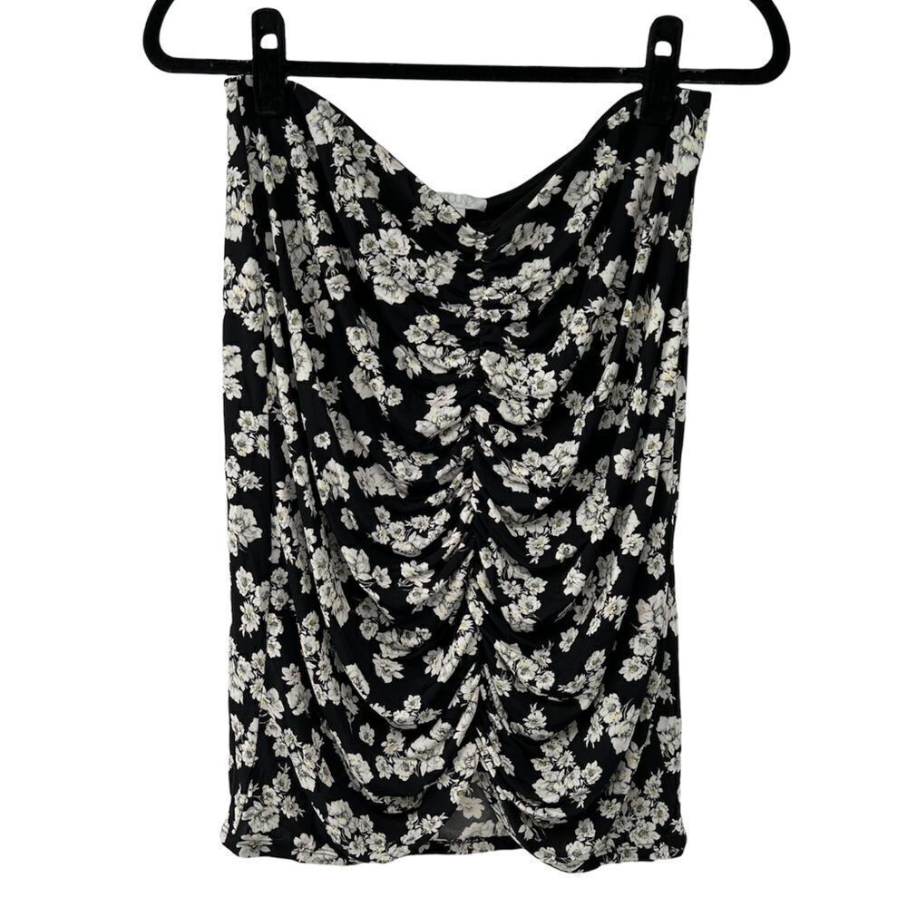 Abound‎ Black Dainty White Floral Ruched Front Skirt